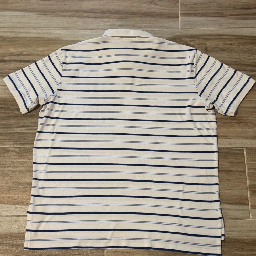 Polo Ralph Lauren Mens XXL White Blue Striped Short Sleeve Cotton Polo Shirt